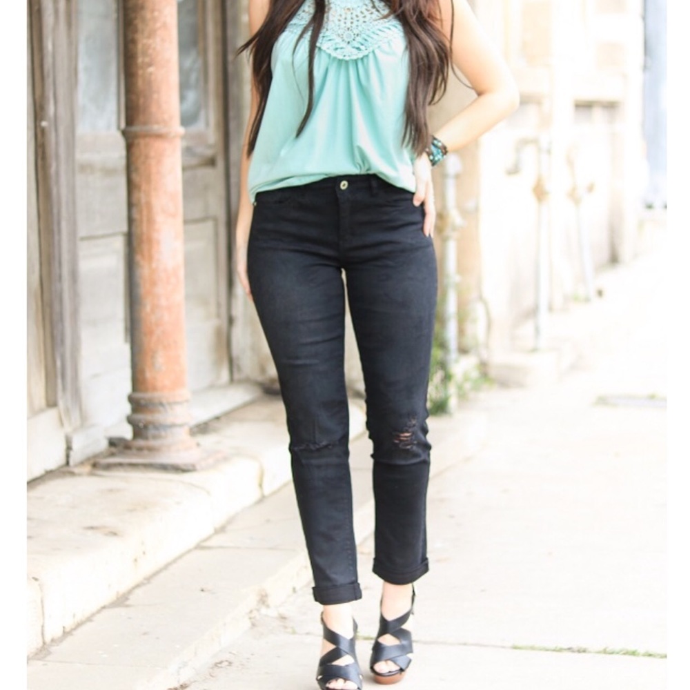 Blackwash boyfriend jeans-plus size